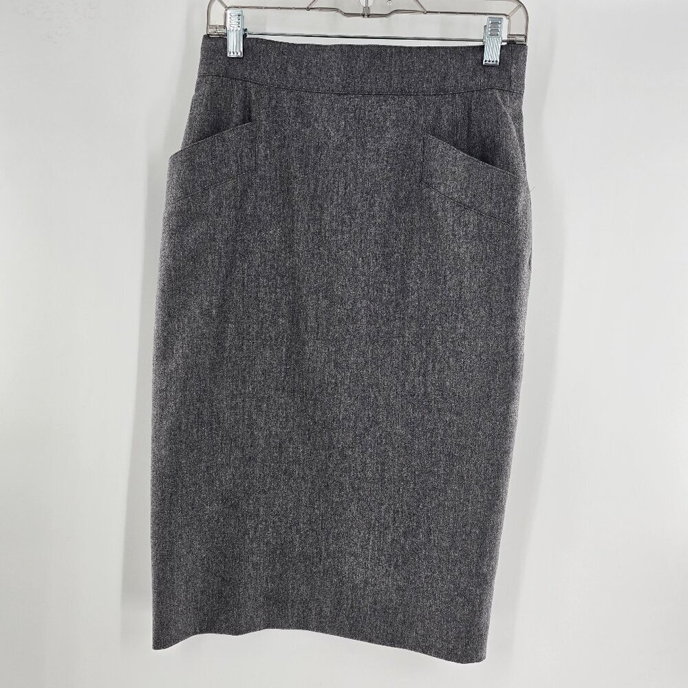 Vintage Escada Margaretha‎ Ley Womens Gray Wool Cashmere Pencil Skirt Size 8